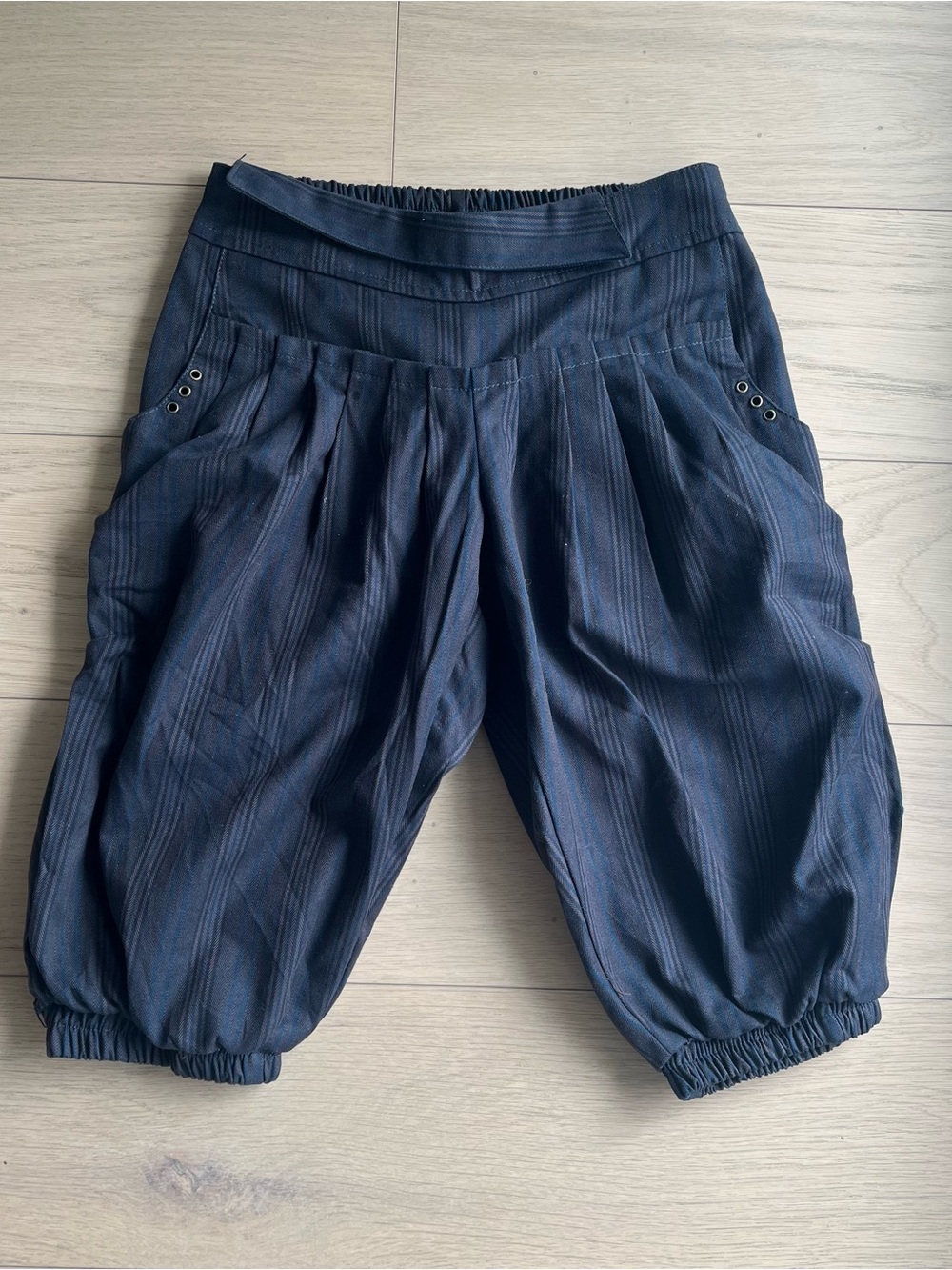 Brown & Navy Pinstripe Harem/Bloomer Shorts/Capris